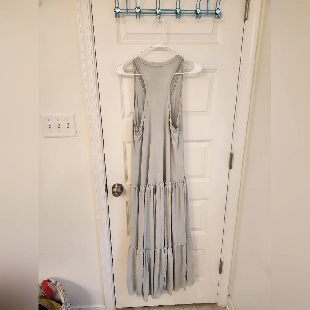 Anthro Sundry Mint Blue Tiered Maxi Sleeveless Dress Size 2‎ #Z546